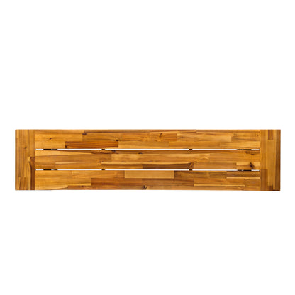 Vimora™ - Rustic Catriona Acacia Wood and Metal Outdoor Bench for Stylish Patio Seating