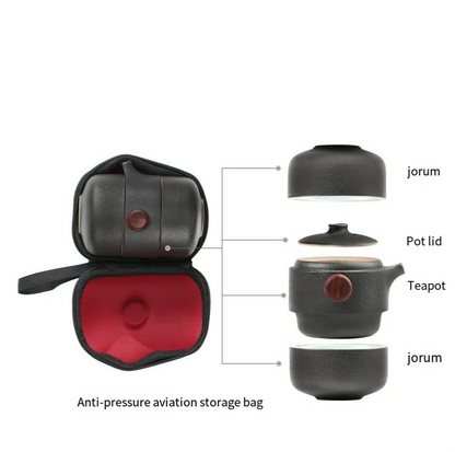 Vimora™ Portable Ceramic Travel Tea Set – Teapot & 2 Cups
