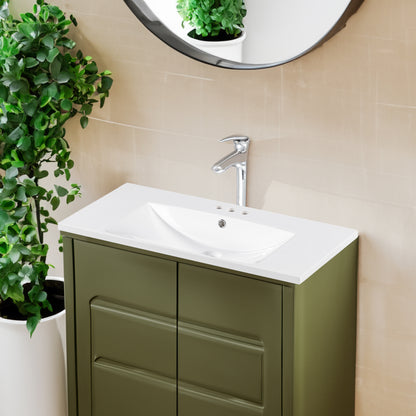 Vimora™ - 36" Single Bathroom Basin Sink, Resin Vanity Top with 3 Faucet Holes
