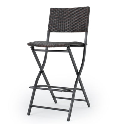 Vimora™ - Outdoor Foldable Wicker Barstools, Faux Rattan Patio Chairs, Brown Multi (Set of 2)