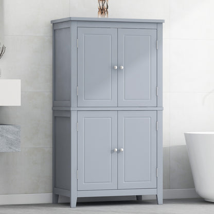 Vimora™ - Elegant Grey Bathroom Storage Cabinet with 4 Doors and Adjustable Shelves