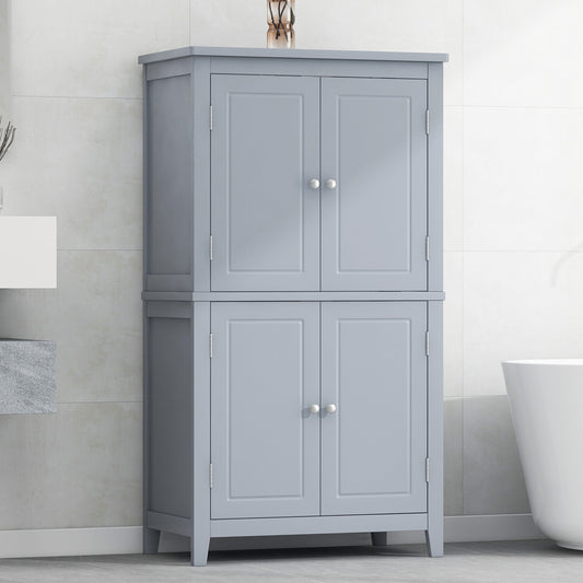 Vimora™ - Elegant Grey Bathroom Storage Cabinet with 4 Doors and Adjustable Shelves