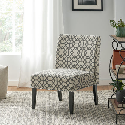 Vimora™ - Contemporary Grey and Ivory Upholstered Accent Chair with Tapered Legs