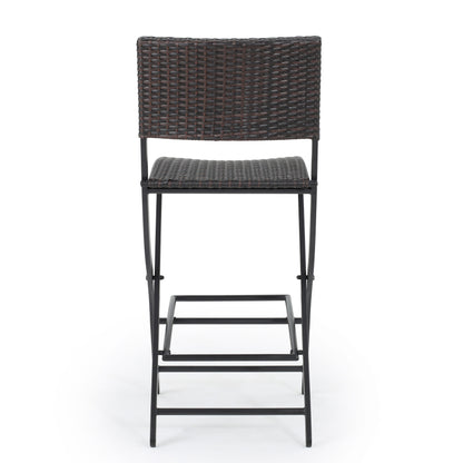 Vimora™ - Outdoor Foldable Wicker Barstools, Faux Rattan Patio Chairs, Brown Multi (Set of 2)