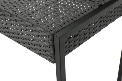 Stylish Vimora™ - Grey Polyethylene Rattan Outdoor Wicker Barstool Set of 2 featuring durable rattan weave.
