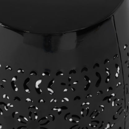 Vimora™ - Modern Black Iron Ruby Side Table with Lace Cut Design