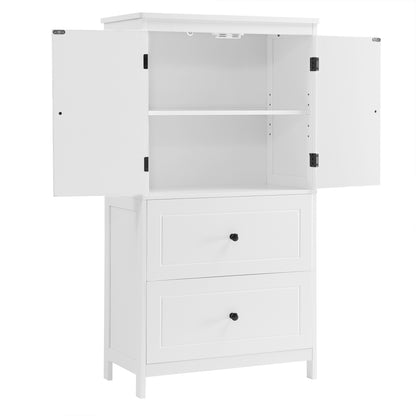 Vimora™ - White Bathroom Storage Cabinet with Adjustable Shelf, Drawers & Anti-Tipping Design