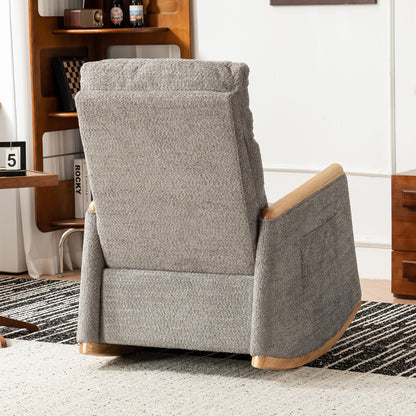Vimora™ - Accent Rocking Chair with Footrest, High Back Rubber Wood