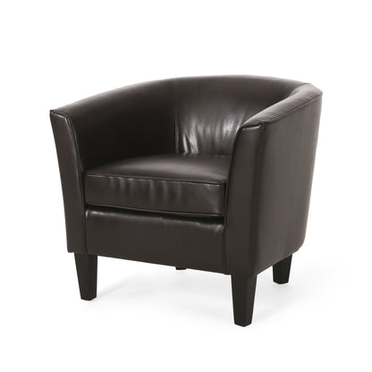 Vimora™ - Contemporary Brown Club Chair with Birch Wood Legs