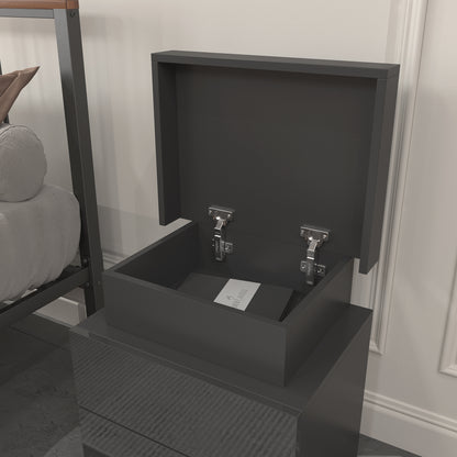 Vimora™ - Modern Black LED Nightstand with Glossy Drawers & Multi-Colour Lighting