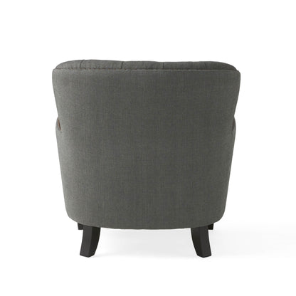 Vimora™ - Contemporary Grey Fabric Club Chair and Ottoman Set for Modern Living Room