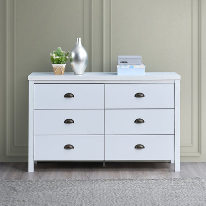 Vimora™ - Classic White 6-Drawer Dresser with Interlocking Function and Easy Assembly