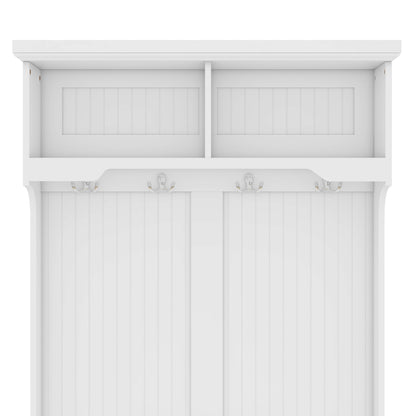 Vimora™ - White Hall Tree with Storage Shoe Bench and Coat Racks