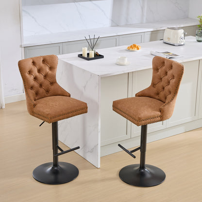 Vimora™ - Adjustable Vintage PU Swivel Bar Stools Set of 2 (Orange)