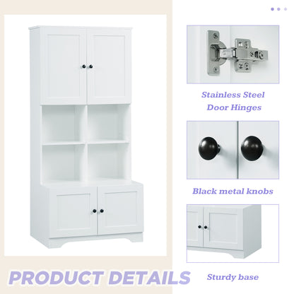 Vimora™ - Tall White Bathroom Storage Cabinet with 4 Doors and Adjustable Shelves