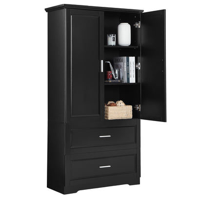 Vimora™ - Tall Black Bathroom Storage Cabinet with Adjustable Shelf and Drawers