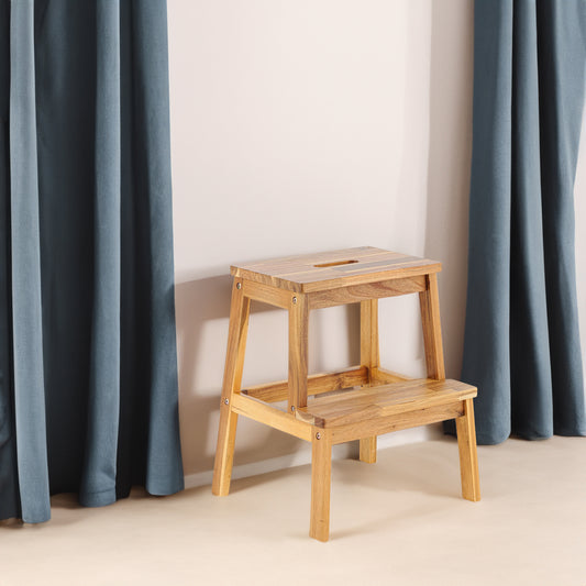 Vimora™ - Acacia Wood Two-Step Stool for Home, Indoor & Outdoor Use, Light Brown