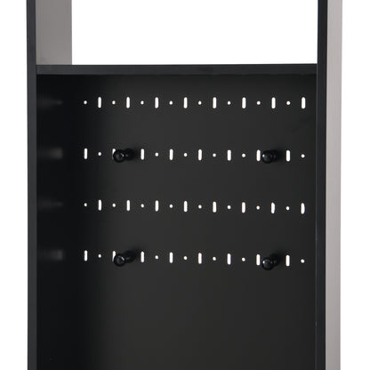 Vimora™ - Multifunctional Hall Tree with Cushioned Bench, Pegboard & Hooks in Black