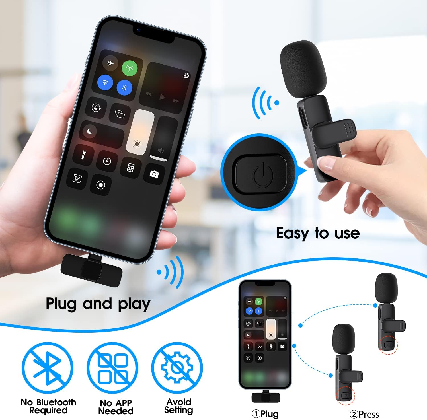 AudioPro™ Wireless Microphone System for iPhone & iPad - Ideal for Vlogging 1