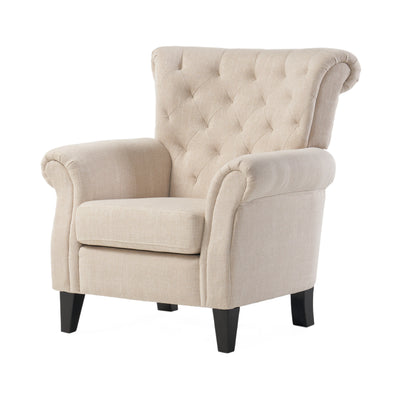 Vimora™ - Springfield Tufted Chair with Nailhead Trim and Diamond Button Tufting in Light Beige