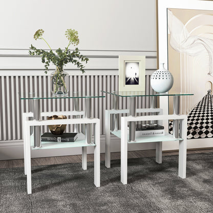 Vimora™ - Set of 2 Modern Tempered Glass Square Coffee Tables for Living Room