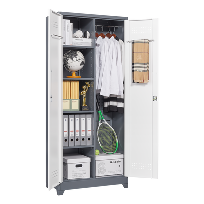 Vimora™ - Lockable Metal Storage Cabinet, Tall Cleaning Tool Organizer