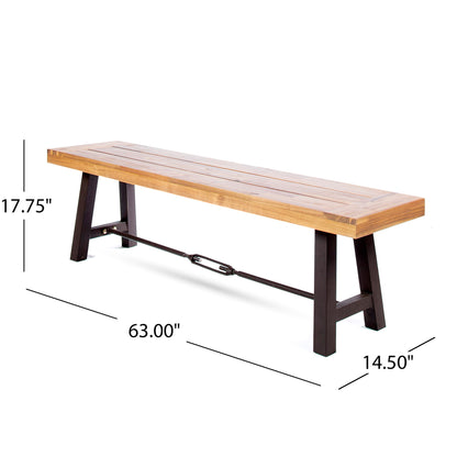 Vimora™ - Rustic Catriona Acacia Wood and Metal Outdoor Bench for Stylish Patio Seating