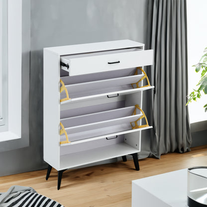 Vimora™ - White Shoe Cabinet with Metal Legs and Storage Shelves for Organised Footwear