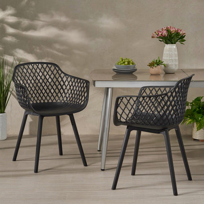 Vimora™ - Modern Black Outdoor Dining Chair with Weather-Resistant Polypropylene Design