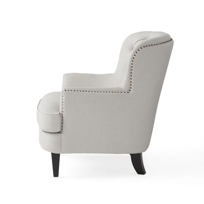 Vimora™ - Contemporary Light Grey Club Chair and Ottoman Set
