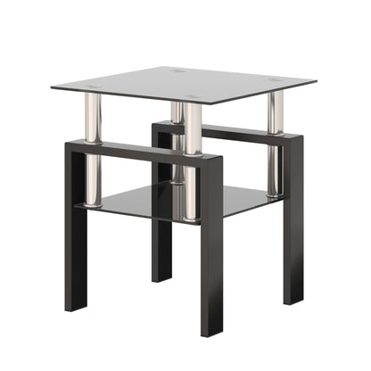 Vimora™ - Modern Black Tempered Glass Square Coffee Table