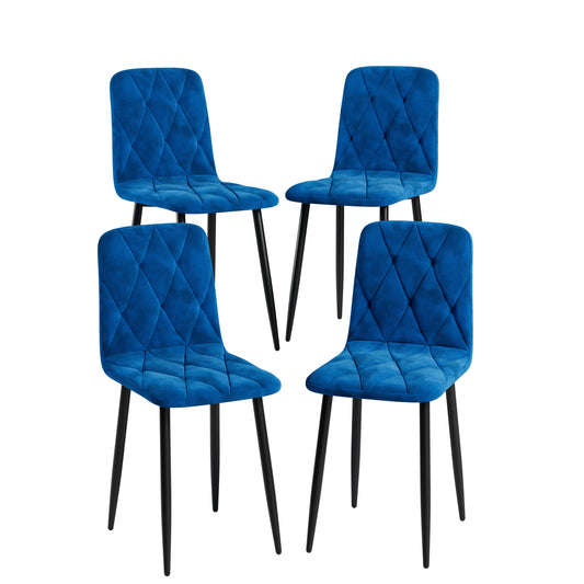Vimora™ - Modern Blue Velvet Dining Chairs with Sturdy Metal Legs (Set of 4)