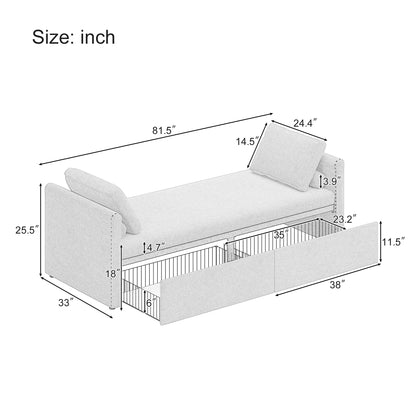 Vimora™ - Modern Linen Chaise Lounger Daybed with Storage Drawers
