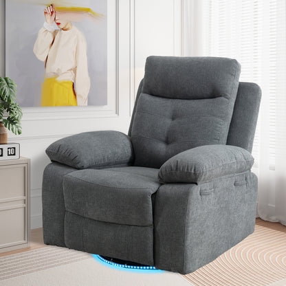 Vimora™ - Light Grey Power Recliner Glider Chair with Bluetooth Speaker and LED Light