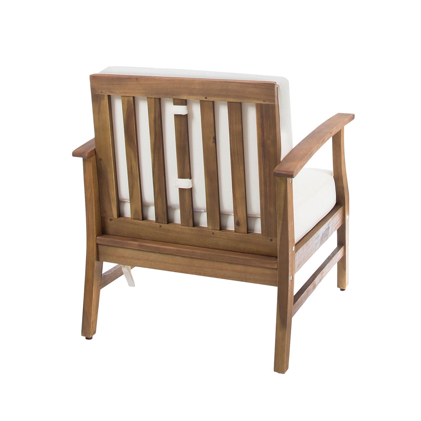 Vimora™ - Cream Acacia Wood Club Chair with Slat Panel Design
