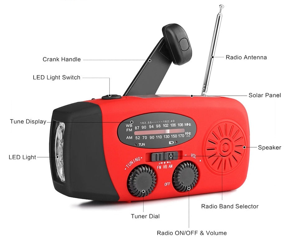 Vimora™ Portable Hand Crank Emergency Radio