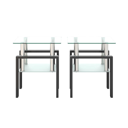 Vimora™ - Modern Tempered Glass Square Coffee Table (Set of 2)