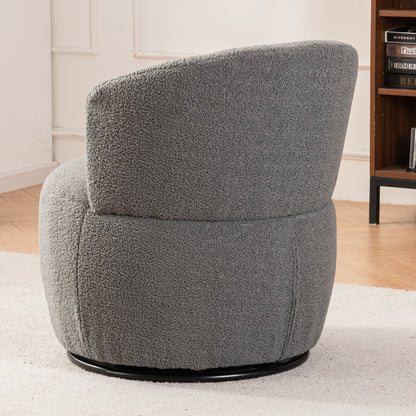 Vimora™ - Grey Plush Swivel Accent Chair with 360° Rotation and Metal Base