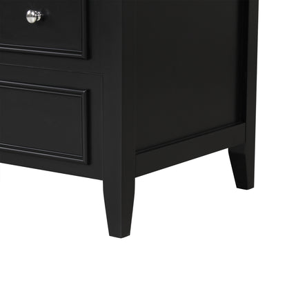 Vimora™ - Black Bathroom Vanity with Sink, Solid Wood, 3 Drawers & Moru Glass Door