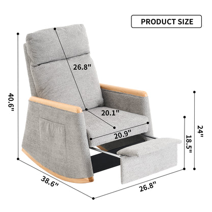 Vimora™ - Accent Rocking Chair with Footrest, High Back Rubber Wood