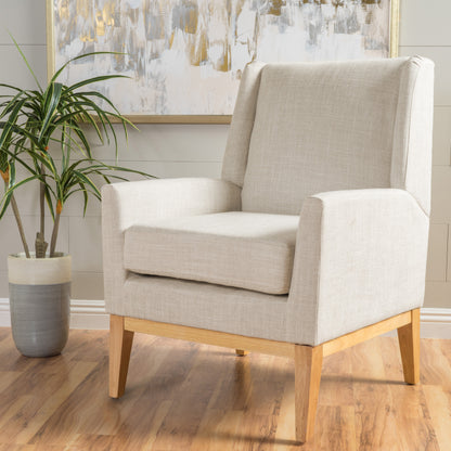 Vimora™ - Mid Century Beige Fabric Accent Chair