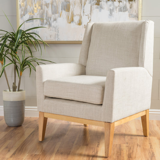 Vimora™ - Mid Century Beige Fabric Accent Chair