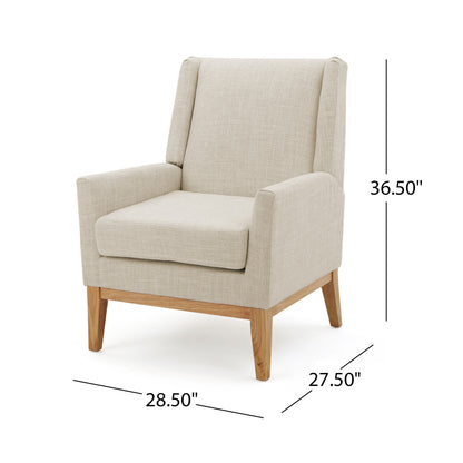 Vimora™ - Mid Century Beige Fabric Accent Chair