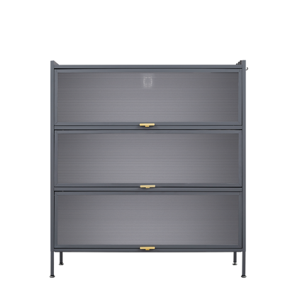 Vimora™ - 3 Tier Metal Pantry Storage Cabinet with Microwave Rack & Adjustable Hooks