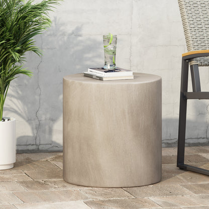 Vimora™ - Light Gray Lightweight Concrete Side Table with Modern Cylindrical Design