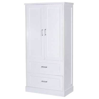 Vimora™ - Tall White Bathroom Storage Cabinet with Doors, Drawers & Adjustable Shelf