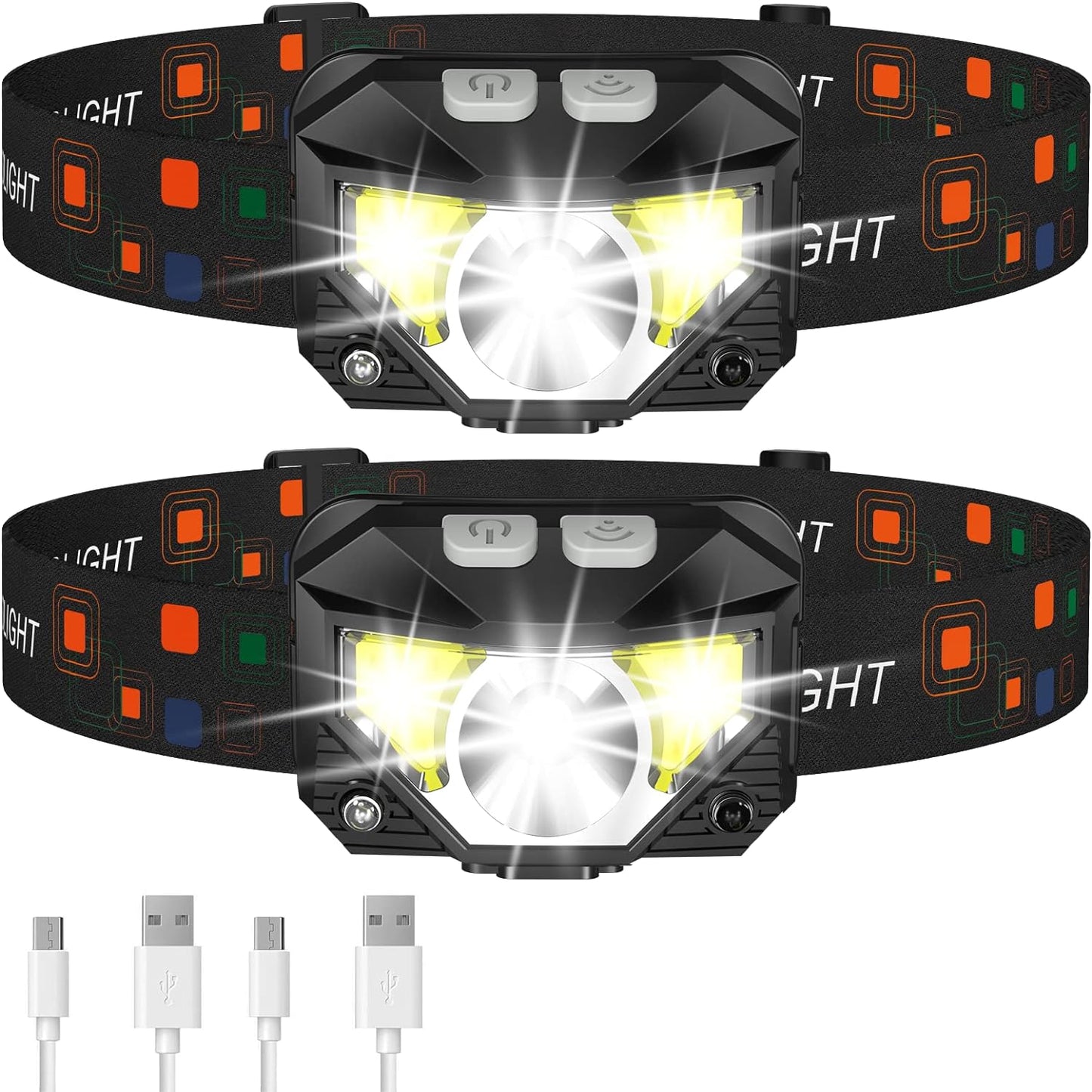 BrightBeam™ 2-Pack Rechargeable LED Headlamp for Outdoor Adventures 0