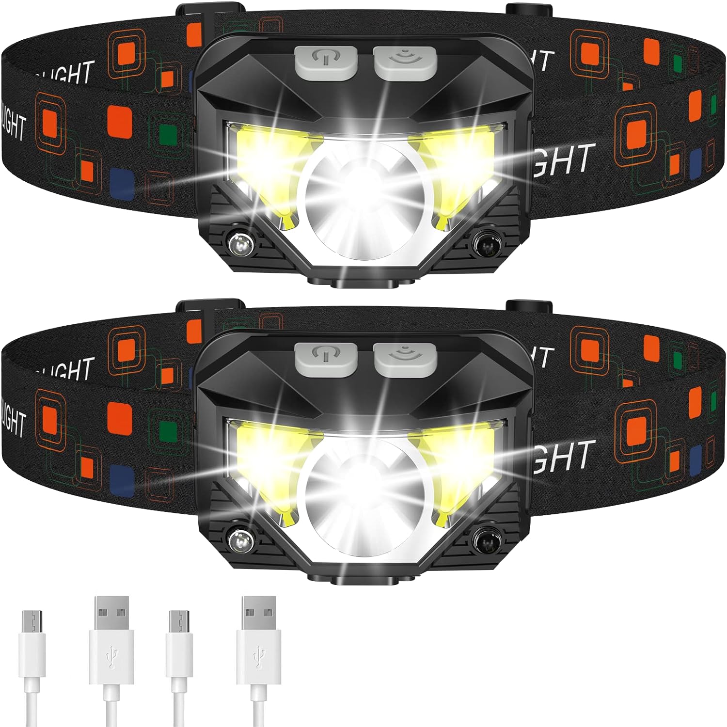 BrightBeam™ 2-Pack Rechargeable LED Headlamp for Outdoor Adventures 0