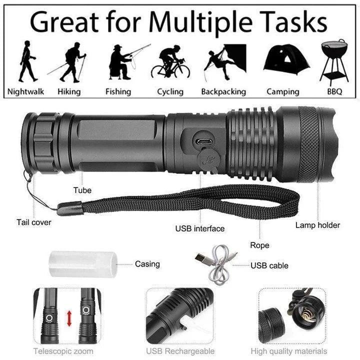 BrightBeam™ 90000 Lumens Rechargeable Flashlight for Outdoor Adventures 6