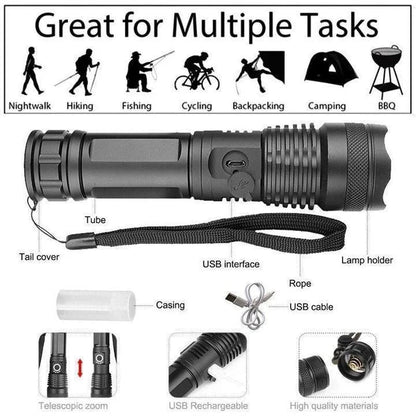 BrightBeam™ 90000 Lumens Rechargeable Flashlight for Outdoor Adventures 6